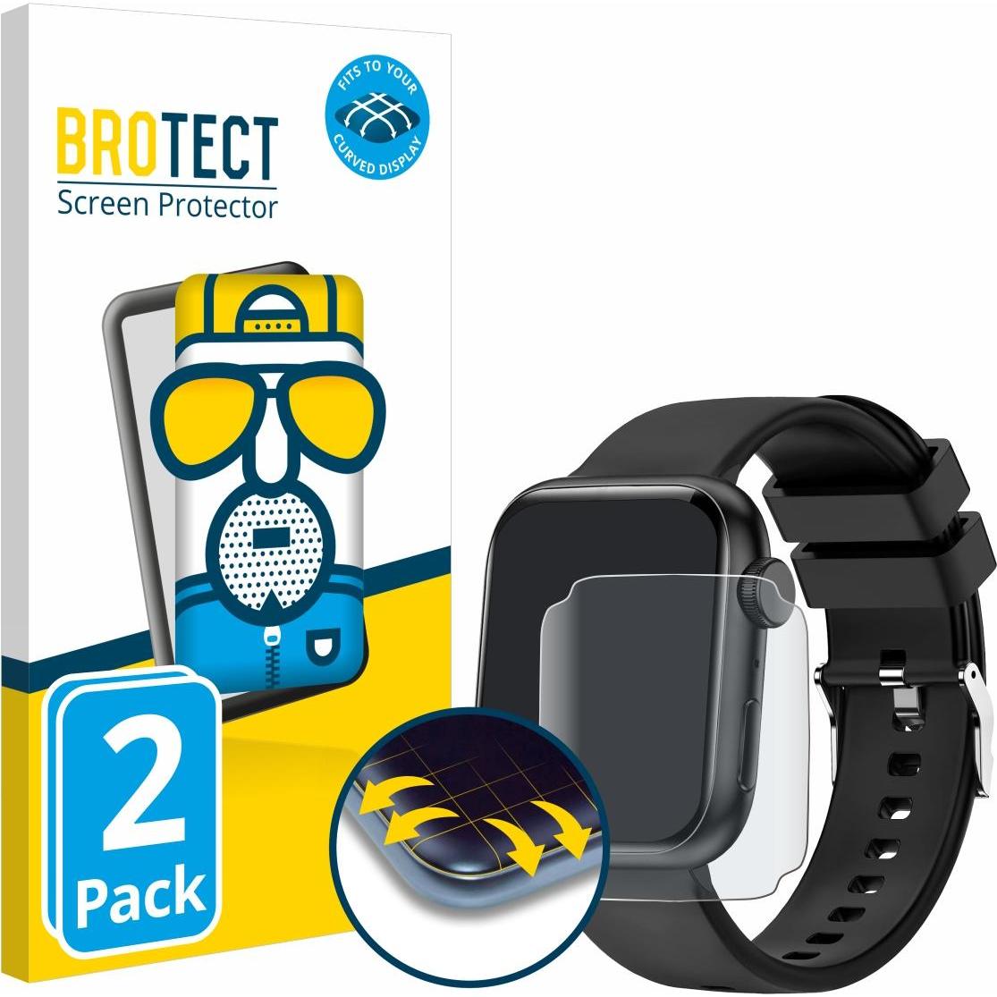 BROTECT Fullscreen Schutzfolie Displayschutz Folie Matt Entspiegelungsfolie, Smartwatch Schutzfolie, Grau