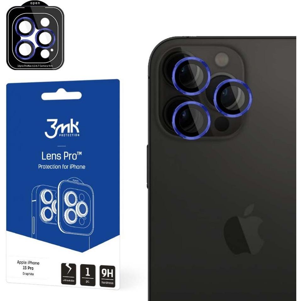 3MK Lens Protection Pro iPhone 15 Pro 6.1" niebieski/royal blue Ochrona na obiektyw aparatu z ramką (1 Stück, Apple iPho...