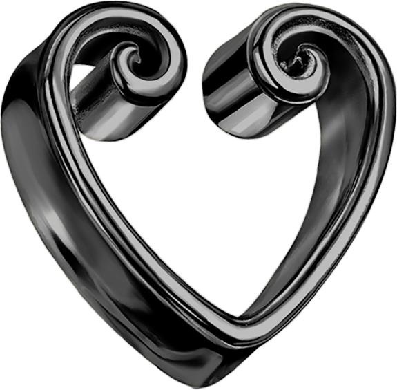 Immagine prodotto Star Piercing Tunnel svasato Cuore nero vintage (senza ottone, Acciaio chirurgico 316L)