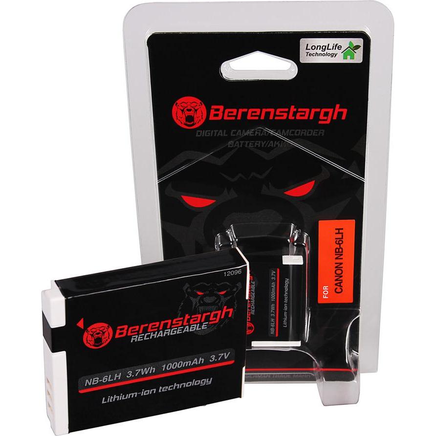 Berenstargh Akku f. Canon NB-6L Digital Ixus 85 IS NB-6L IXY 25 IS NB-6L PowerShot (Batteria della fotocamera), Alimentatore fotocamera