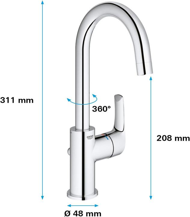 Actual product image Grohe Eurosmart single-lever basin mixer L-Size