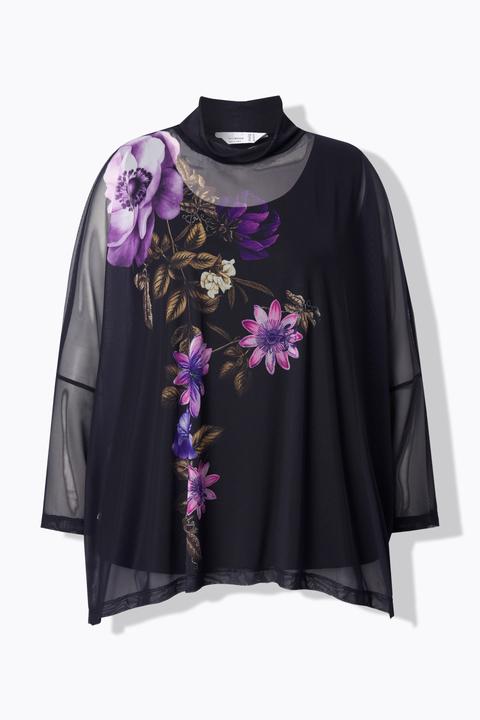Produktbild Miamoda Mesh-Bluse, oversized, Blumenmotiv, blickdichtes Top (54)