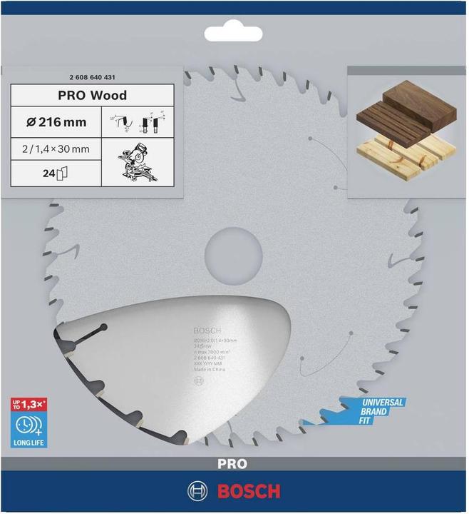 Immagine prodotto Bosch Professional Zubehör Lama circolare per legno PRO, 216 x 2 x 30 mm