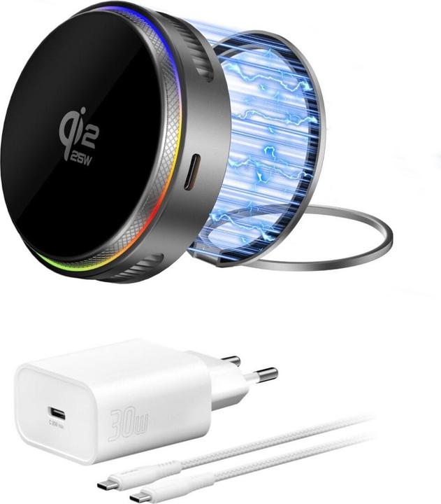 4smarts Qi2 25W / MagSafe Ladegerät-Set mit Kühlung RGB (25 W)