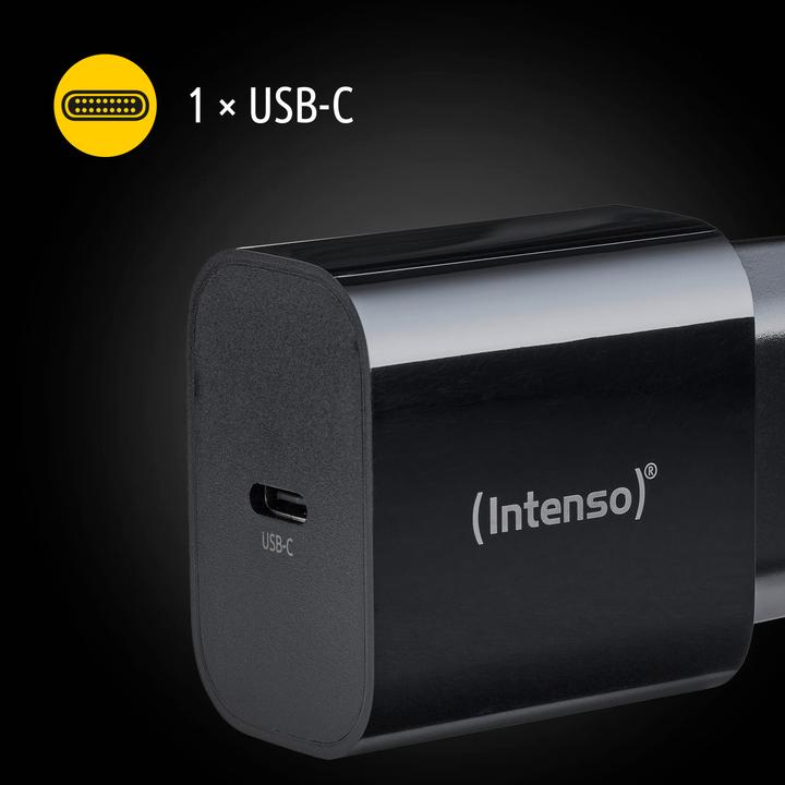 Produktbild Intenso Power Adapter W20C, 20W, USB-C Anschluss, für iPhone, Samsung Galaxy, iPad und mehr, schwarz (20 W)
