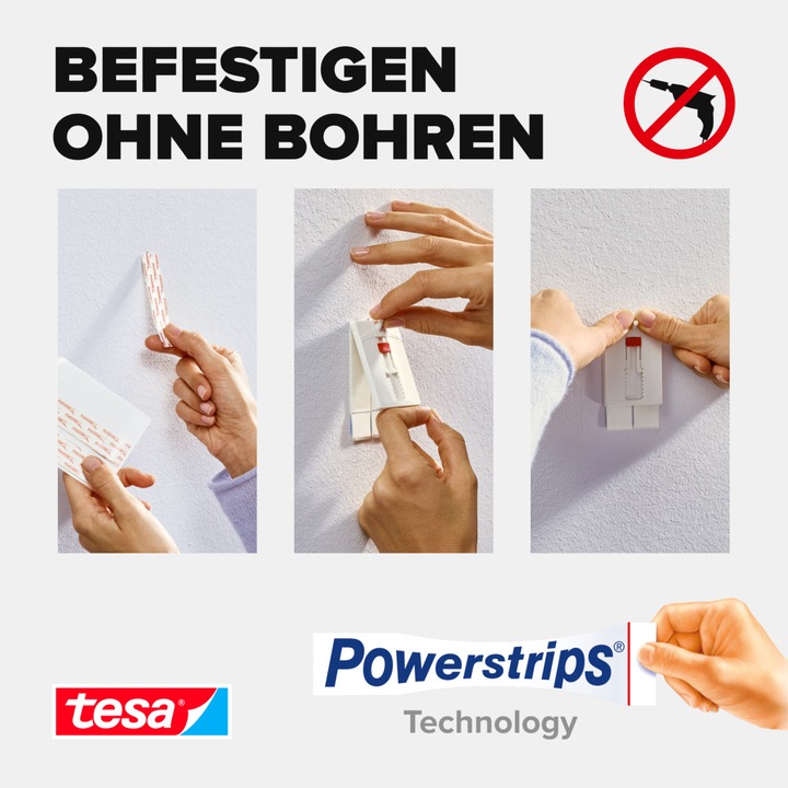 Produktbild tesa Klebenagel für Tapete & Putz, 2kg Halteleistung, höhenverstellbar