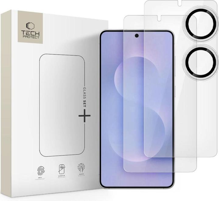 4Kom Tempered Glass Tech-Protect Glass Set+ 3er-Pack für Samsung Galaxy S25 Edge - transparent (3 pcs., Samsung Galaxy S25 Edge)