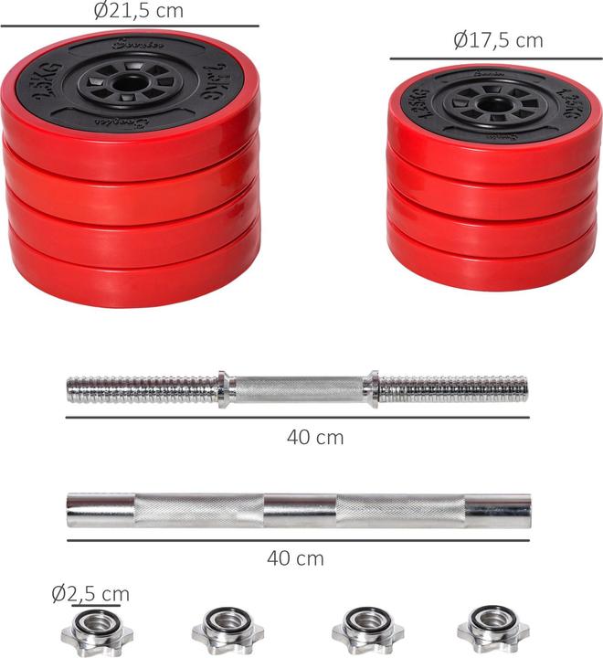 Image du produit Homcom Ensemble d'haltères courts réglables (4 x 2,5 kg)