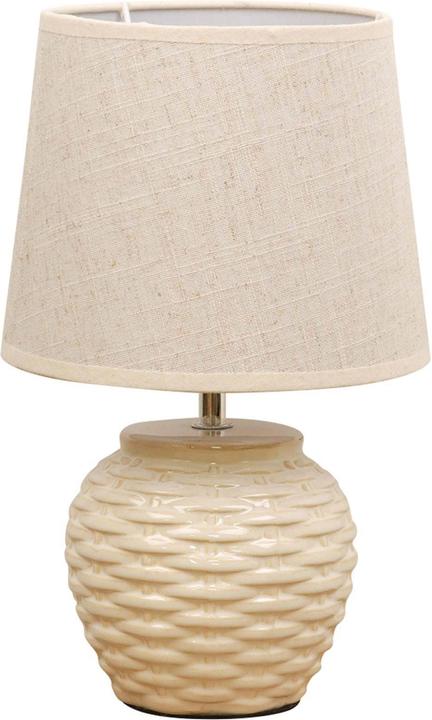 Actual product image Hestia Basket Weave Table Lamp with Beige Linen Shade (E27)