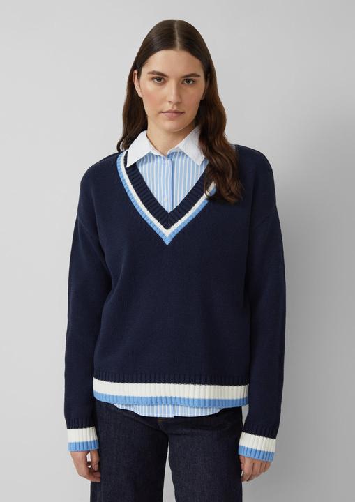 Produktbild s.Oliver Strickpullover Strickpullover aus Baumwollmix mit tiefem V-Ausschnitt (40)