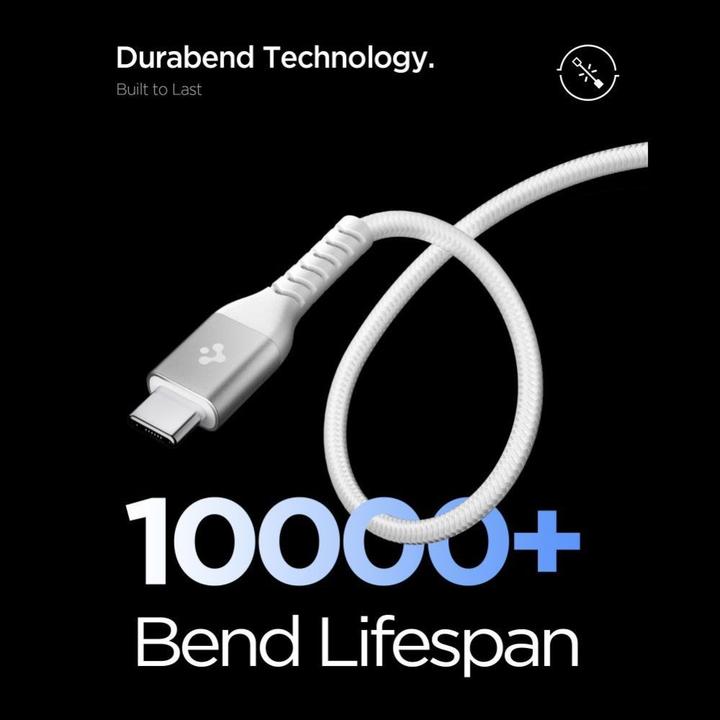 Actual product image Spigen Essential USB C to USB C 100W Fabric Cable, white EB10010CCA (1 m, 100 W)