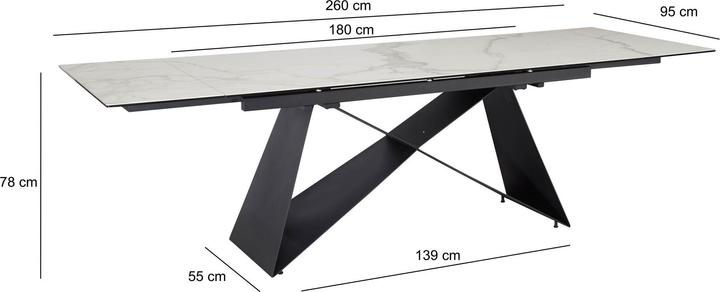 Actual product image FineBuy Dining table Dining room table 180 - 260 cm extendable ceramic Ceramic table
