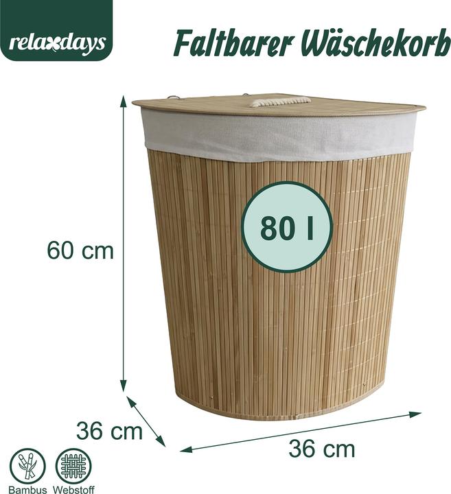 Produktbild Relaxdays Eckwäschekorb (80 l)