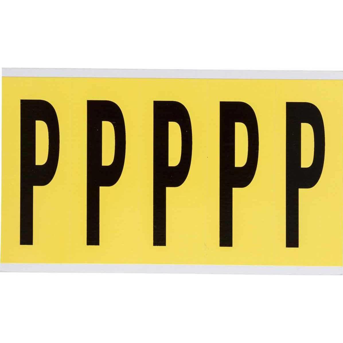 Brady, Etiketten, 3460-P, B-499, Nylongewebe, Buchstabe P, Schwarz auf Gelb, 44 x 127mm, Schrifthöhe 98mm(25 K