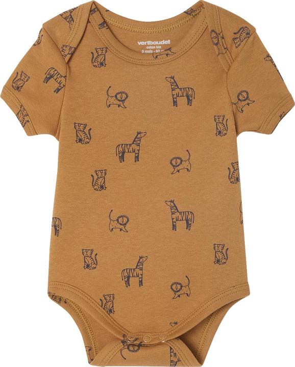Image du produit Vertbaudet Bio-Kollektion: 3er-Pack Baby Bodys mit kurzen Ärmeln, Safari-Motive (74)