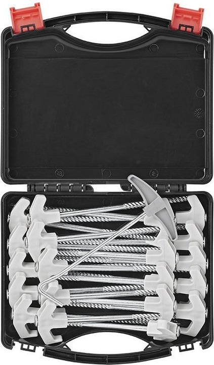 Produktbild ProPlus Zelthering 20 cm Metal Heavy Duty mit Kunststoffhaken - Set von 20 Stück im Koffer