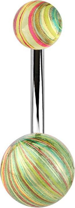 Immagine prodotto Star Piercing Banana argento con due palline verdi rivestite elettricamente (senza ottone, Acciaio chirurgico 316L)