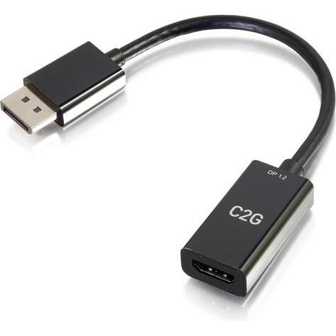 Thumbnail - C2G 20cm DP to HDMI 4K Passive Black (HDMI, 20 cm), Data + Video Adapter, Schwarz