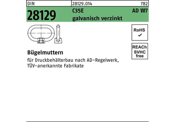 Actual product image U-nut DIN 28129 M 16 C35E ADW7 galvanised (M16)