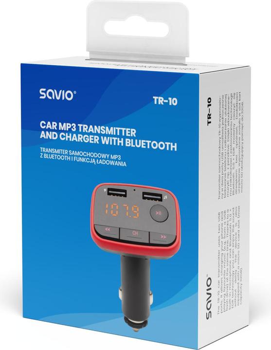 Actual product image Savio Bluetooth FM Transmitter TR-10 FM 87 6 - 107 9 MHz Black
