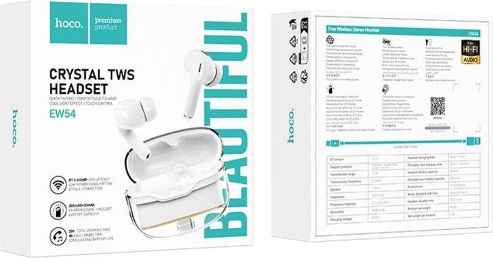 Immagine prodotto Hoco Wireless headphones wireless earphones bluetooth TWS EW54 white (4 h, Senza fili)