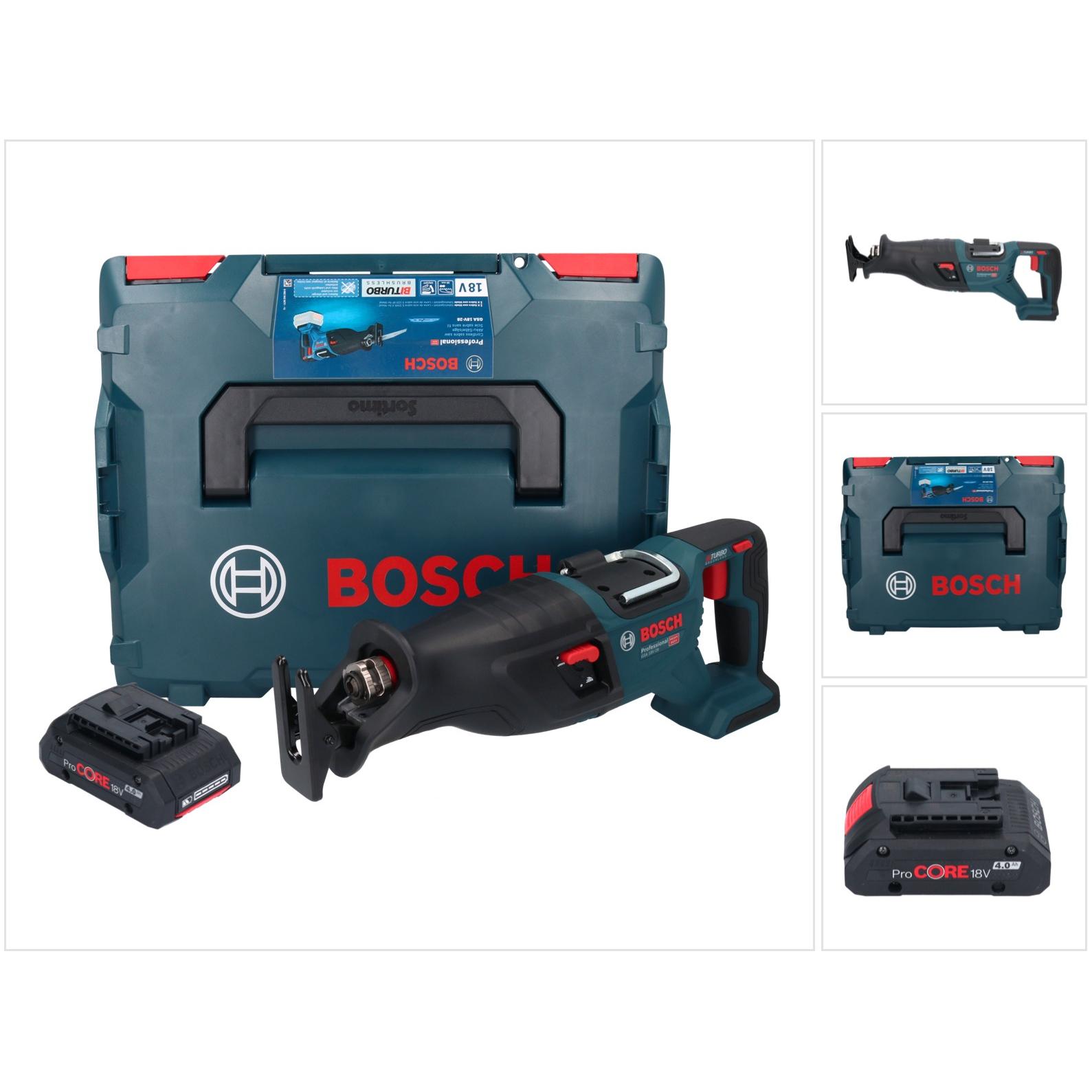 Bosch Professional, Säbelsäge, Bosch GSA 18V-28 Akku Säbelsäge 18 V BITURBO Brushless + 1x ProCORE Akku 4,0 Ah + L-Boxx ...