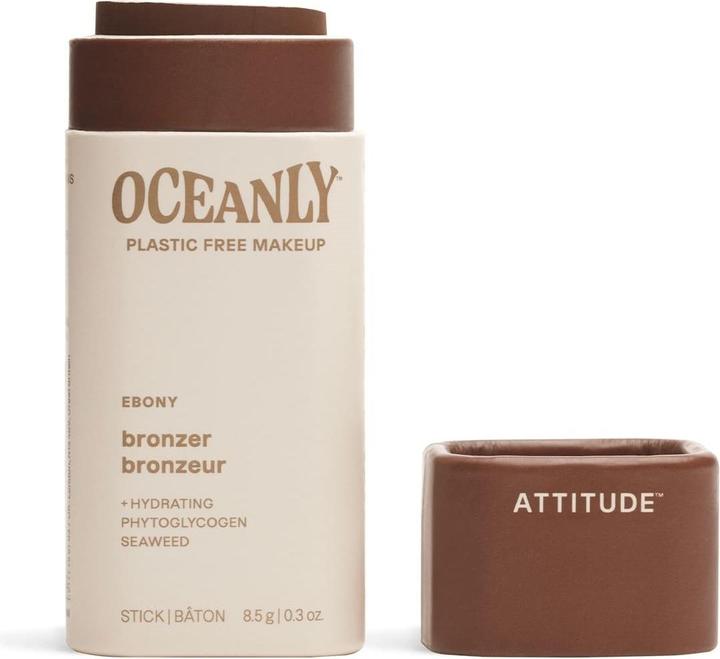 Attitude Oceanly Plastic-Free Lightweight Bronzer Stick Titanium Dioxide-Free (Ebony, Bronzer)