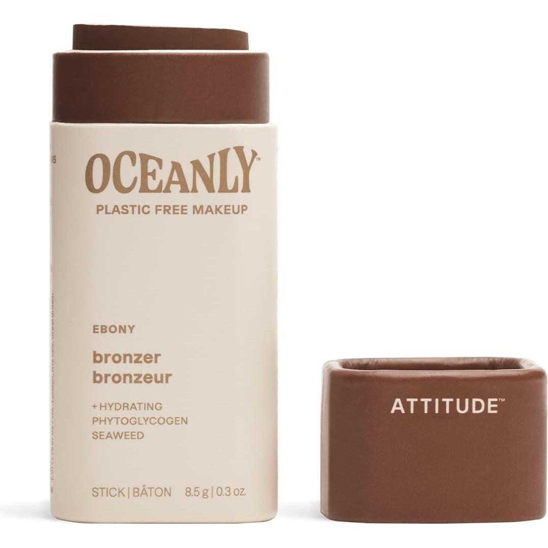 Attitude, Illuminante + Bronzer, Oceanly Plastic-Free Lightweight Bronzer Stick Titanium Dioxide-Free (Ebony, Bronzer, 20 g)