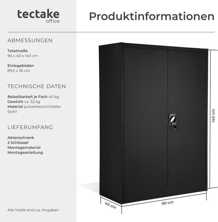 Actual product image tectake Filing cabinet (90 x 40 x 140 cm)