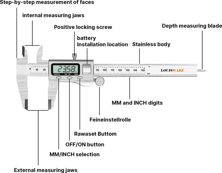 Produktbild Louisware Digitaler Messschieber (15 cm)