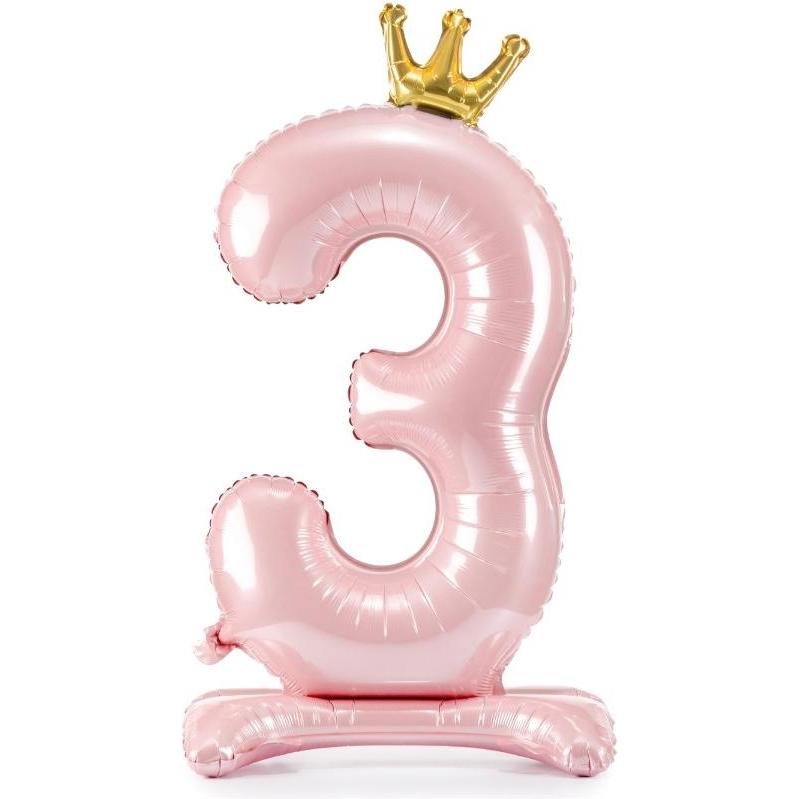 Partydeco Ballon Zahl 3 auf fuss - Rosa