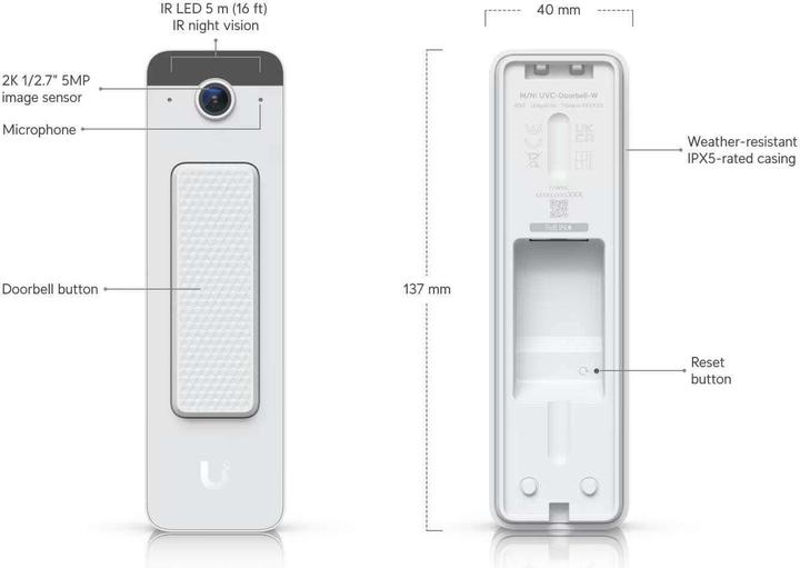 Produktbild Ubiquiti Protect Doorbell Lite (Ethernet, Kabelgebunden)