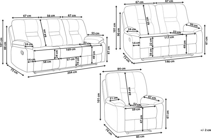 Nährwerte und Zutaten Beliani Bergen (2-Sitzer, 3-Sitzer)