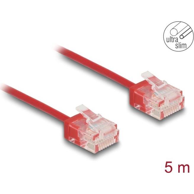 Thumbnail - Delock RJ45 Netzwerkkabel Cat.6 UTP Ultra Slim 5 m rot mit k (U/UTP, CAT6, 5 m), Netzwerkkabel