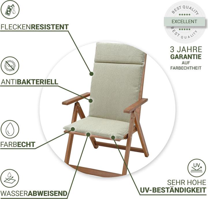 Produktbild Natura Punto Gartenstuhl Hochlehner-Auflage by Madison, 4er Set (120 x 50 cm)