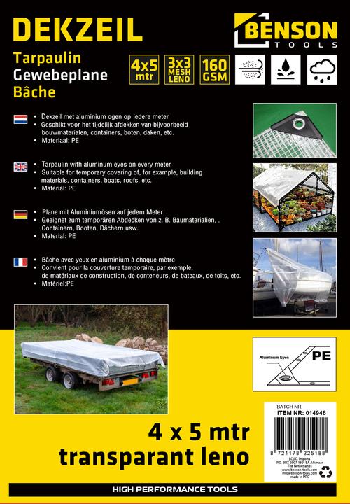 Image du produit Benson Bâche 4 x 5 m transparente leno (4 x 5 m)