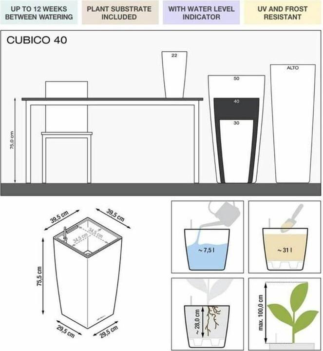 Image du produit Lechuza Cubico (39.50 cm)