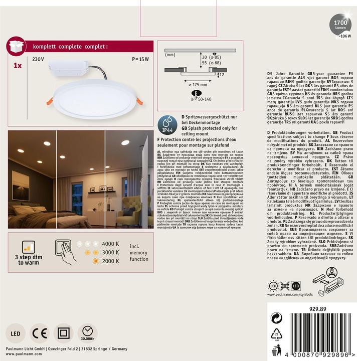 Produktbild Paulmann Einbaupanel Areo VariFit (1700 lm)
