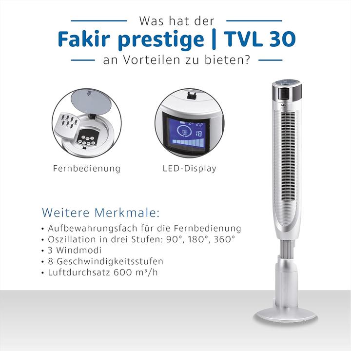 Image du produit Fakir TVL 30 Ventilateur de tour argenté