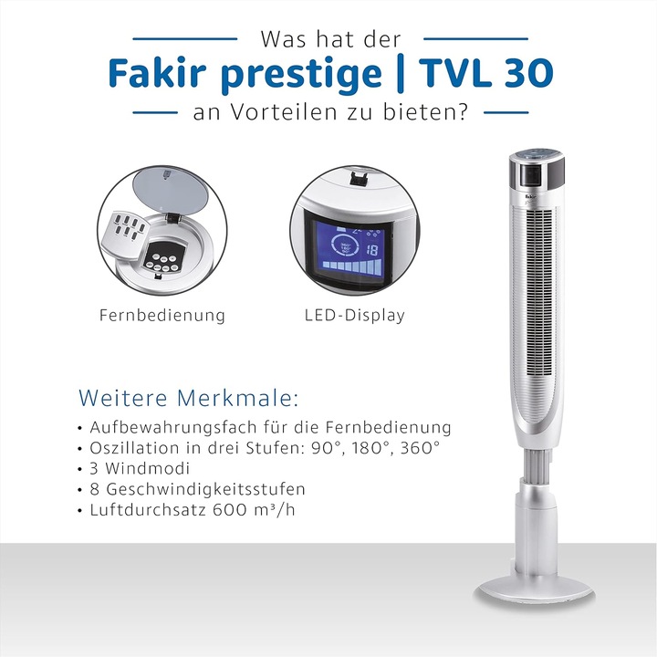 Actual product image Fakir TVL 30 tower fan silver