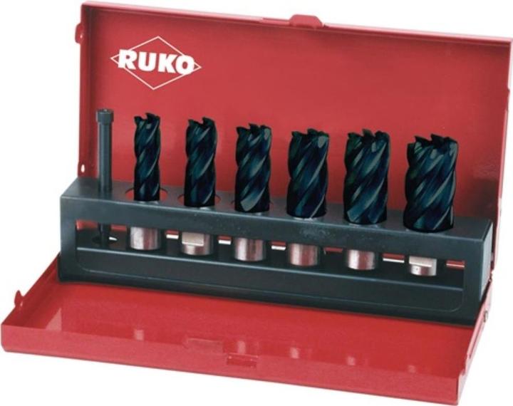 Productafbeelding Ruko Kernboorset 7 stuks Ø 12-14-16-18-20-22 mm HSS TiAlN-coated Snijdiepte 30 mm Weldon (12-14-16-18-20-22 mm)
