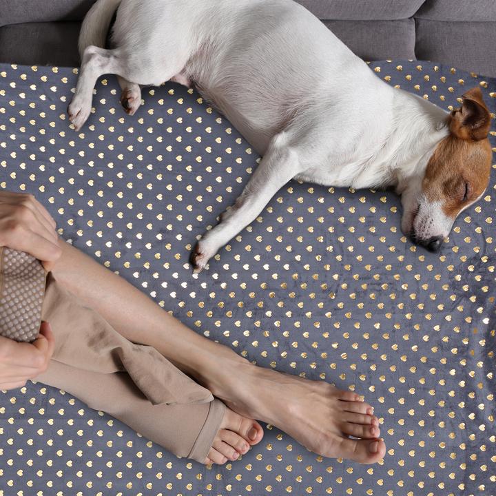 Actual product image Relaxdays Cuddle Blanket with Golden Patterns, Fluffy (200 x 150 cm)