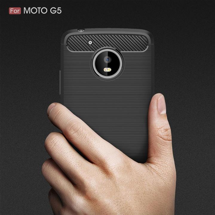 Produktbild König Design Motorola Moto G5 TPU Case Carbon Fiber Optik Brushed Motiv Schutz Hülle Grau Neu (Motorola Moto G5)