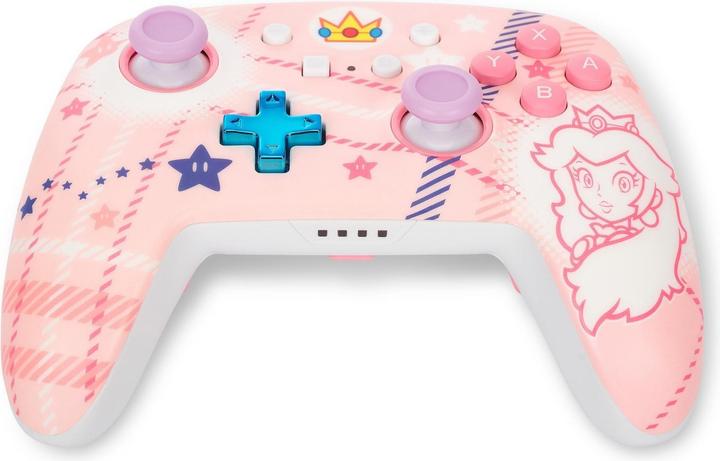 Actual product image PowerA Enhanced Wireless Controller Princess Peach Plaid (Switch, Switch Lite, Switch OLED)