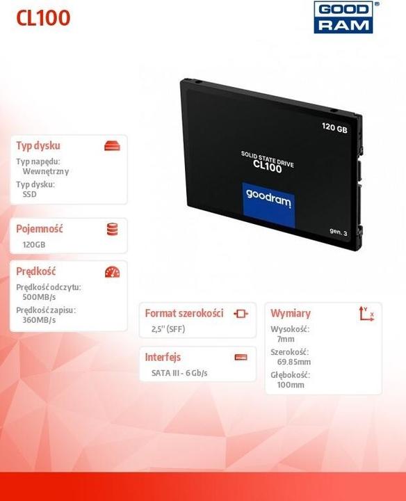Produktbild Goodram 66-330# Dysk 120 GB SSD CL100 (120 GB, 2.5")