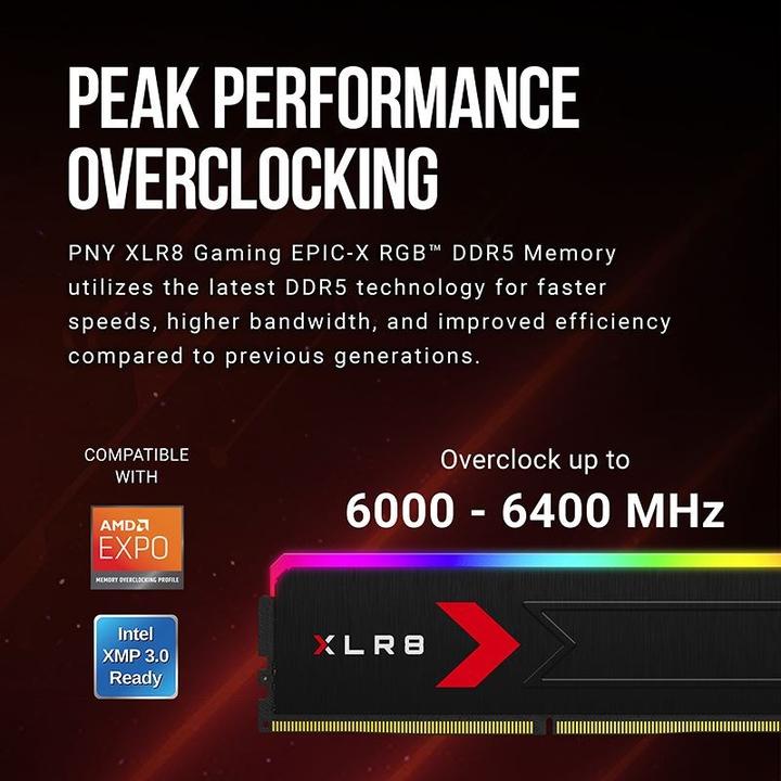 Produktbild PNY Pamięć RAM 32GB DDR5 5600MHz Performance CL40 bulk (2 x 16GB, 6000 MHz, DDR5-RAM)