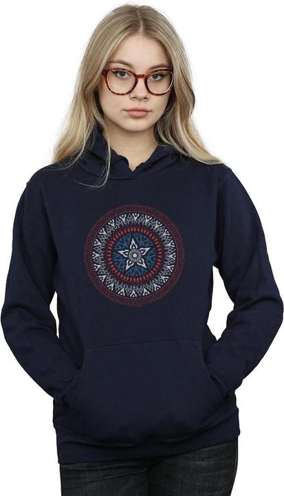 Actual product image Womens/Ladies Captain America Ornamental Shield Hoodie (S)