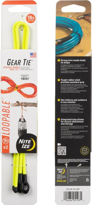 Image du produit Nite Ize Gear Tie®18" Loopable™ Twist jaune