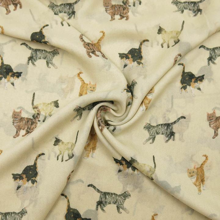 Image du produit Stoffrestposten Mousseline de soie viscose - Cats Beige - vente minimale : 1 mètre