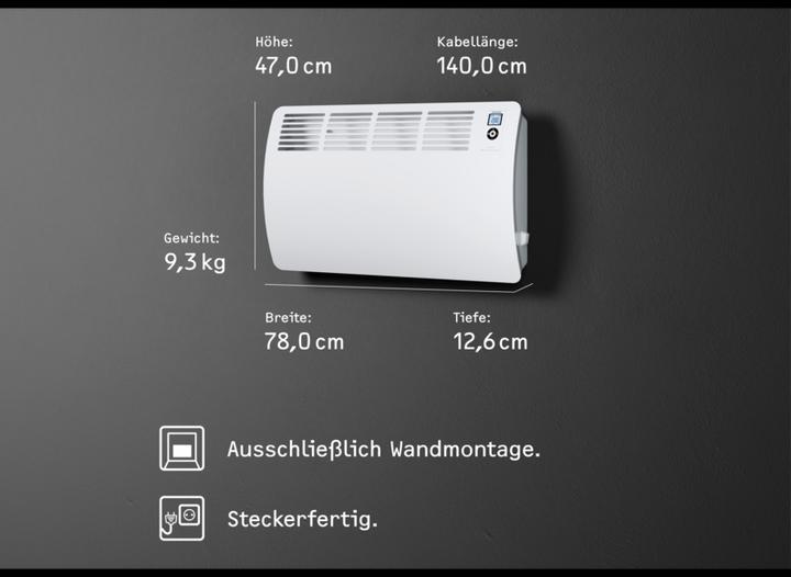 Image du produit Stiebel Eltron CON 20 Premium, convecteur mural de 2,0 kW pour environ 25 m², certifié VDE (2000 W)